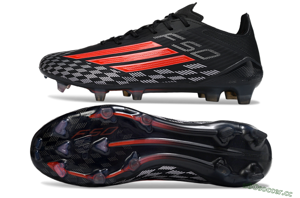 Men's Adidas F50 Elite FG Firm Ground Low-Tops Football Boots - Black/Fiery Red/Charcoal Gray 1