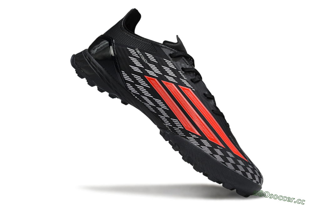 Men's Adidas F50 Pro TF Artificial Turf Low-Tops Football Shoes - Black/Fiery Red/Steel Grey 4