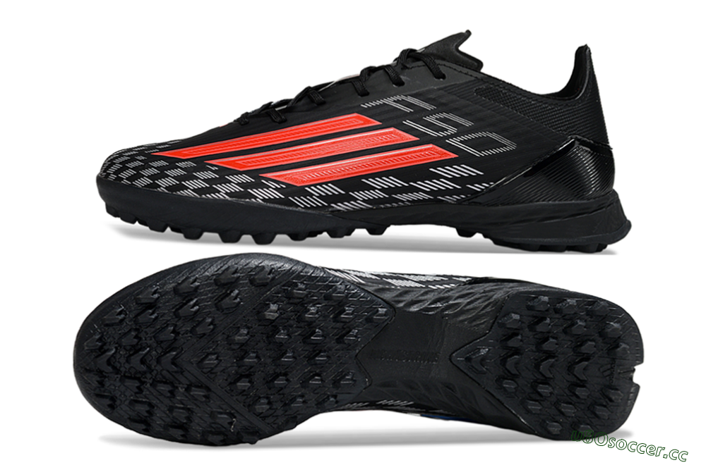 Men's Adidas F50 Pro TF Artificial Turf Low-Tops Football Shoes - Black/Fiery Red/Steel Grey 1