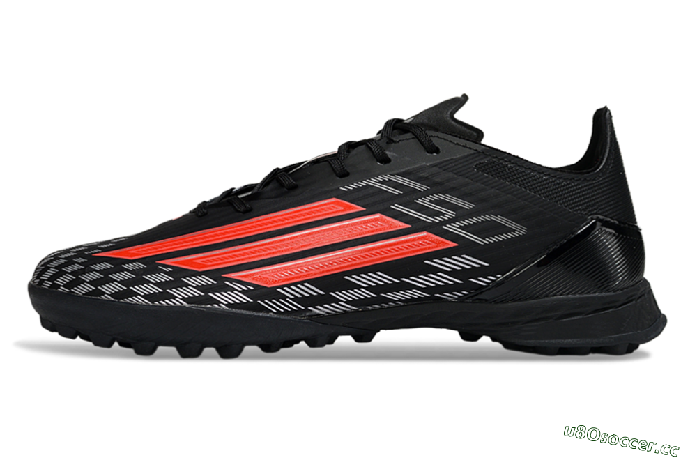 Men's Adidas F50 Pro TF Artificial Turf Low-Tops Football Shoes - Black/Fiery Red/Steel Grey 0