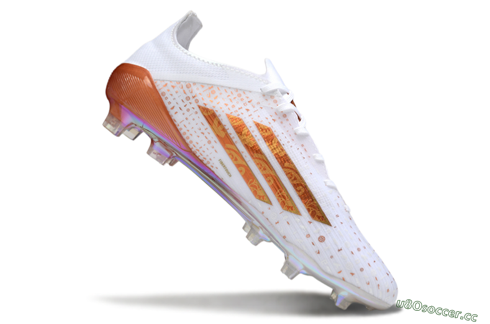 Men's Adidas F50 Pro FG Firm Ground Low-Tops Football Boots - White/Pearl White/Flame Orange 4
