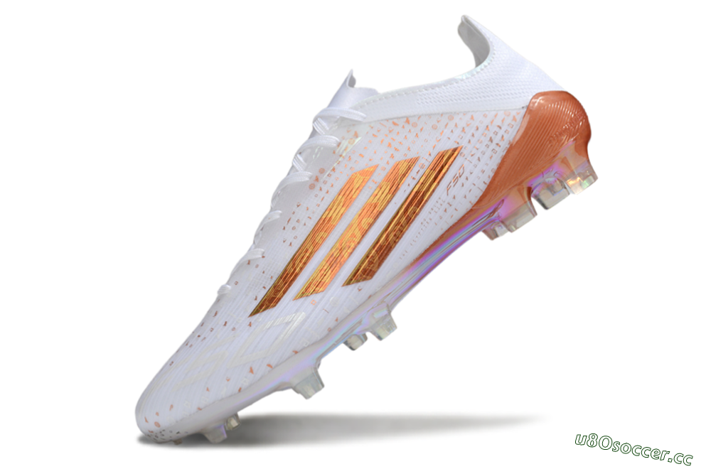 Men's Adidas F50 Pro FG Firm Ground Low-Tops Football Boots - White/Pearl White/Flame Orange 5