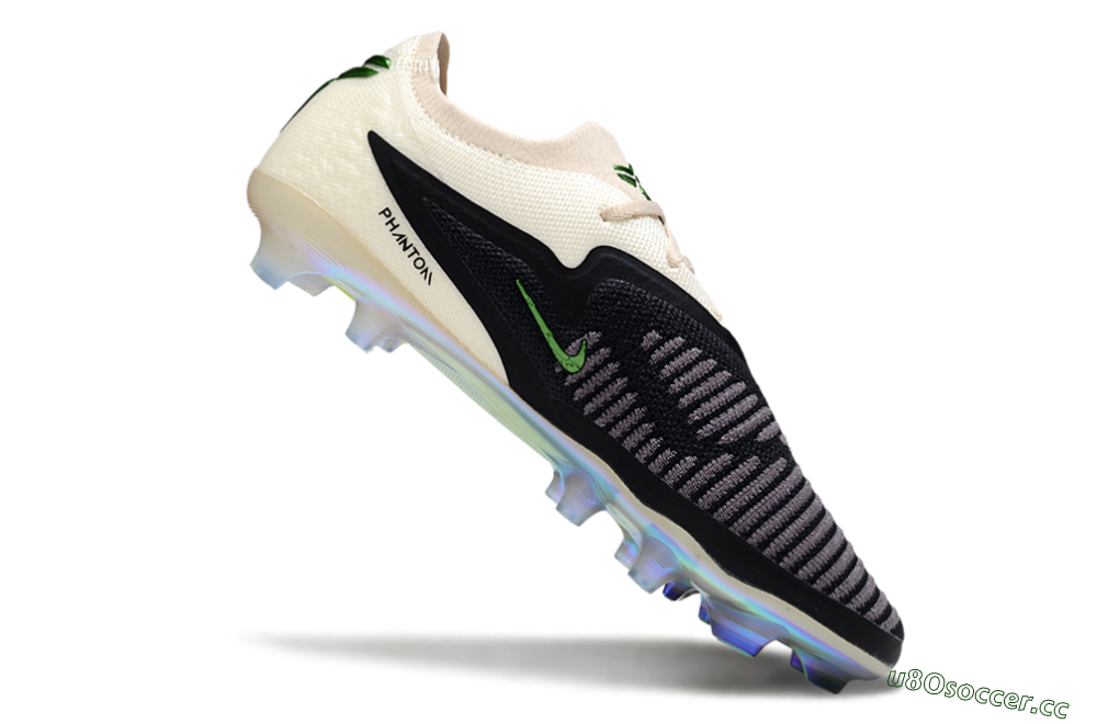 Men's Nike Phantom 6 Low Elite FG Firm Ground Low-Tops Football Boots - Black/Electric Green/Champagne 4
