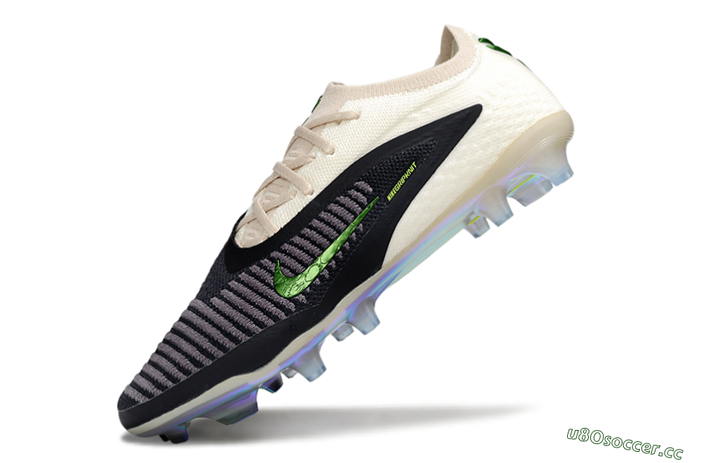 Men's Nike Phantom 6 Low Elite FG Firm Ground Low-Tops Football Boots - Black/Electric Green/Champagne 5