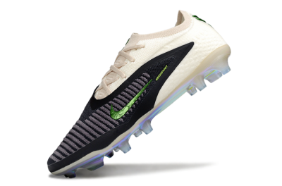 Men's Nike Phantom 6 Low Elite FG Firm Ground Low-Tops Football Boots - Black/Electric Green/Champagne