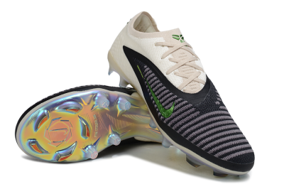 Men's Nike Phantom 6 Low Elite FG Firm Ground Low-Tops Football Boots - Black/Electric Green/Champagne
