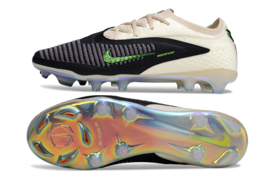 Men's Nike Phantom 6 Low Elite FG Firm Ground Low-Tops Football Boots - Black/Electric Green/Champagne