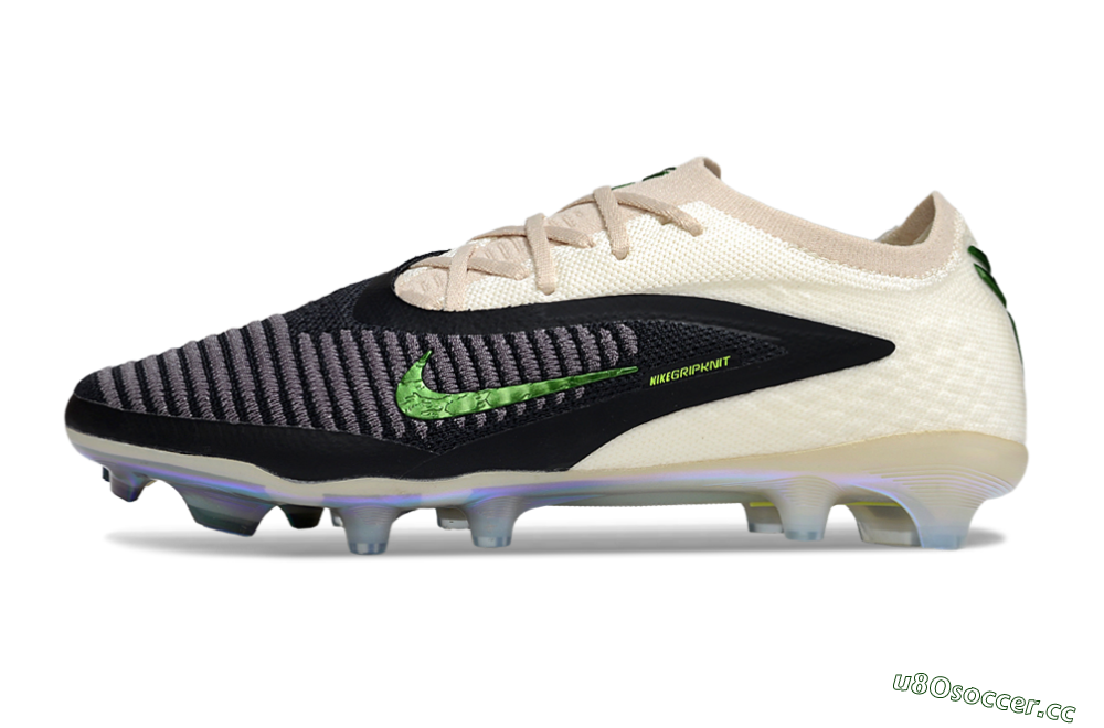 Men's Nike Phantom 6 Low Elite FG Firm Ground Low-Tops Football Boots - Black/Electric Green/Champagne 0