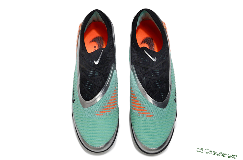 Unisex Nike Phantom 6 Low Elite TF Artificial Turf Low-Tops Football Shoes - Green/Aqua Mist/Orange Blaze 4