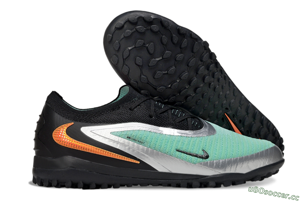 Unisex Nike Phantom 6 Low Elite TF Artificial Turf Low-Tops Football Shoes - Green/Aqua Mist/Orange Blaze 2