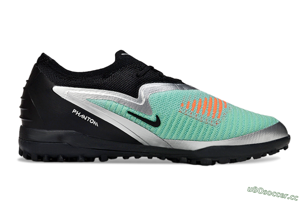 Unisex Nike Phantom 6 Low Elite TF Artificial Turf Low-Tops Football Shoes - Green/Aqua Mist/Orange Blaze 7