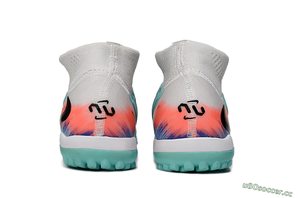 Unisex Nike Phantom 6 Elite High TF Artificial Turf High-Tops Football Shoes - Aqua/Bright Aqua/Coral Burst 5