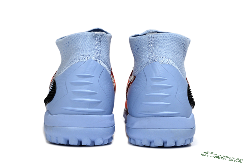 Unisex Nike Phantom 6 Elite High TF Artificial Turf High-Tops Football Shoes - Orange/Crimson Red/Blue Ice 5