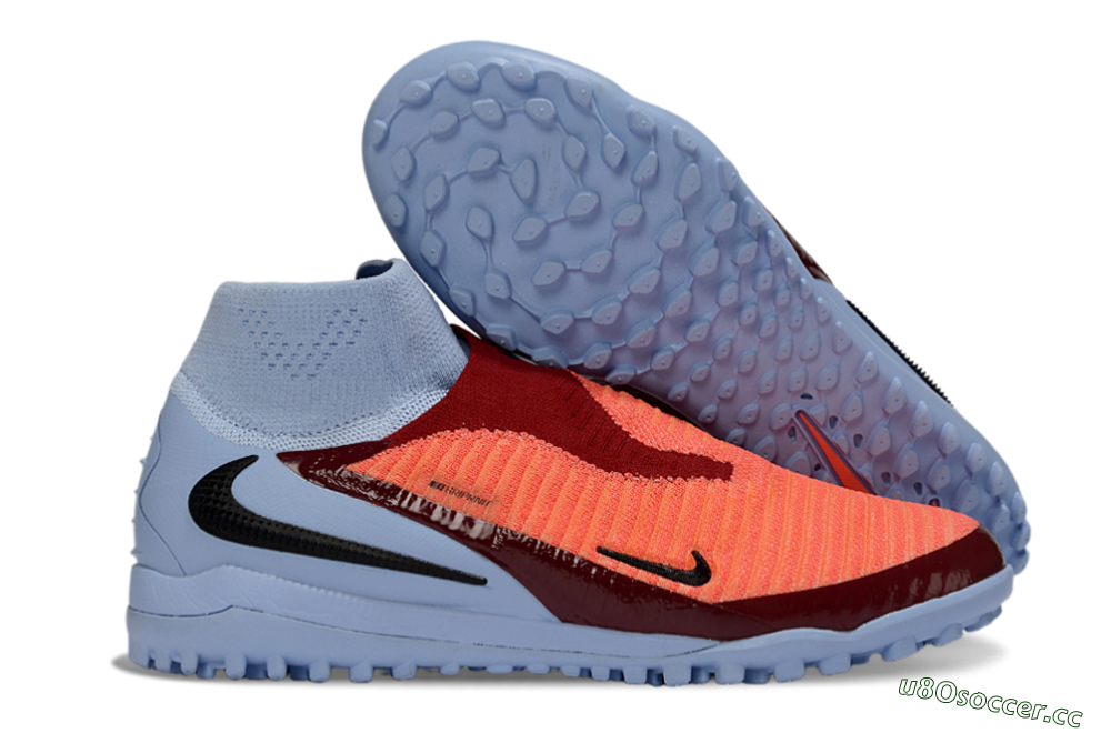 Unisex Nike Phantom 6 Elite High TF Artificial Turf High-Tops Football Shoes - Orange/Crimson Red/Blue Ice 2