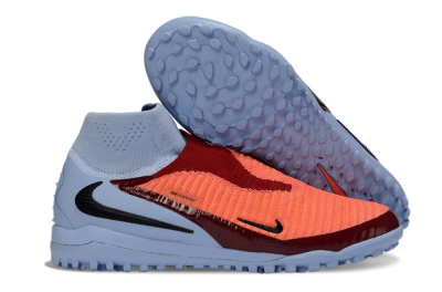 Unisex Nike Phantom 6 Elite High TF Artificial Turf High-Tops Football Shoes - Orange/Crimson Red/Blue Ice