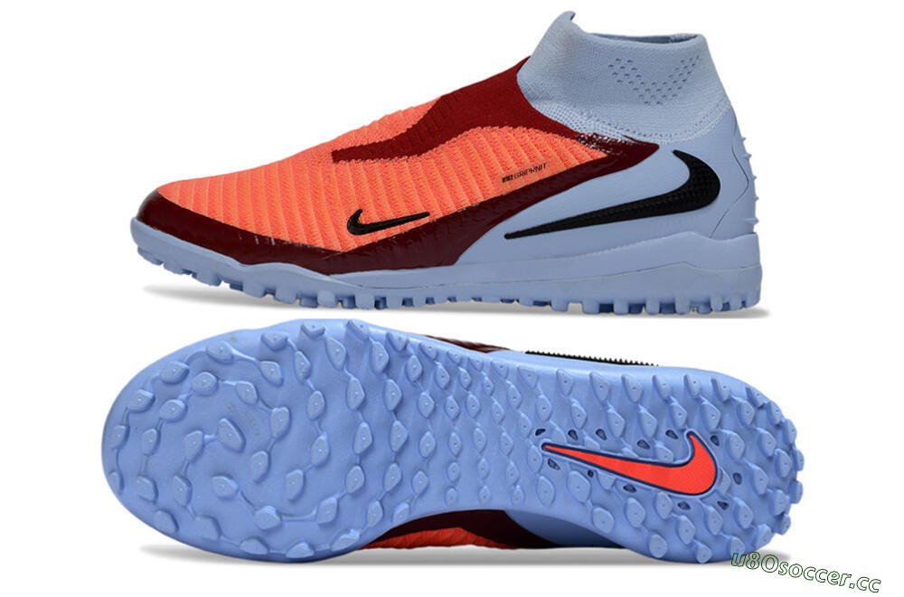 Unisex Nike Phantom 6 Elite High TF Artificial Turf High-Tops Football Shoes - Orange/Crimson Red/Blue Ice 1