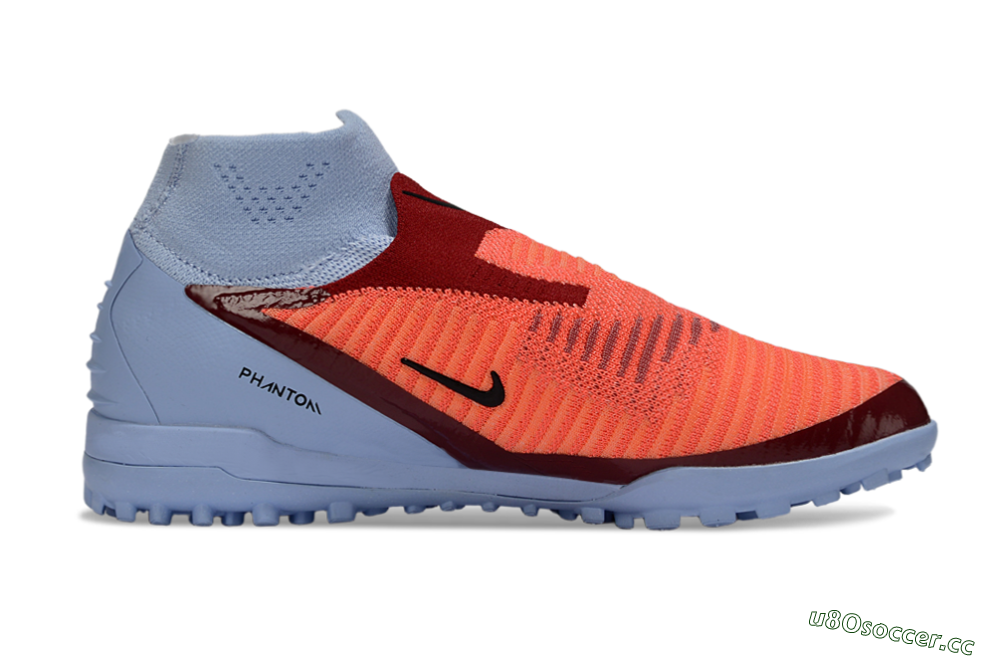 Unisex Nike Phantom 6 Elite High TF Artificial Turf High-Tops Football Shoes - Orange/Crimson Red/Blue Ice 7