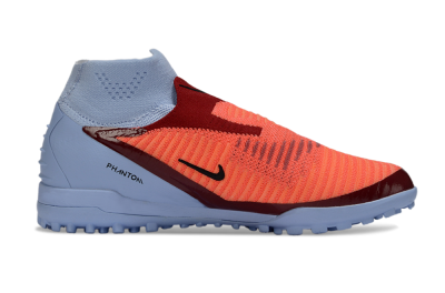 Unisex Nike Phantom 6 Elite High TF Artificial Turf High-Tops Football Shoes - Orange/Crimson Red/Blue Ice