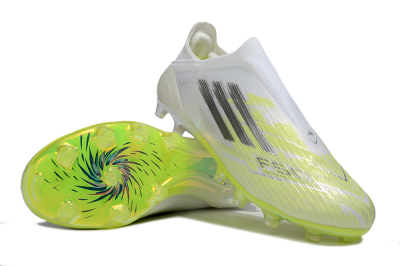 Unisex Adidas F50+ Elite Laceless FG Firm Ground Low-Tops Football Boots - White/Electric Yellow/Iridescent Silver