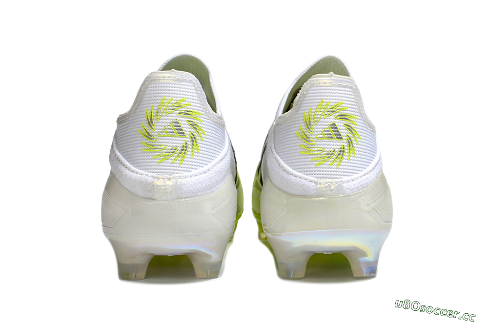 Unisex Adidas F50+ Elite Laceless FG Firm Ground Low-Tops Football Boots - White/Electric Yellow/Iridescent Silver 5