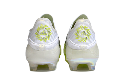 Unisex Adidas F50+ Elite Laceless FG Firm Ground Low-Tops Football Boots - White/Electric Yellow/Iridescent Silver