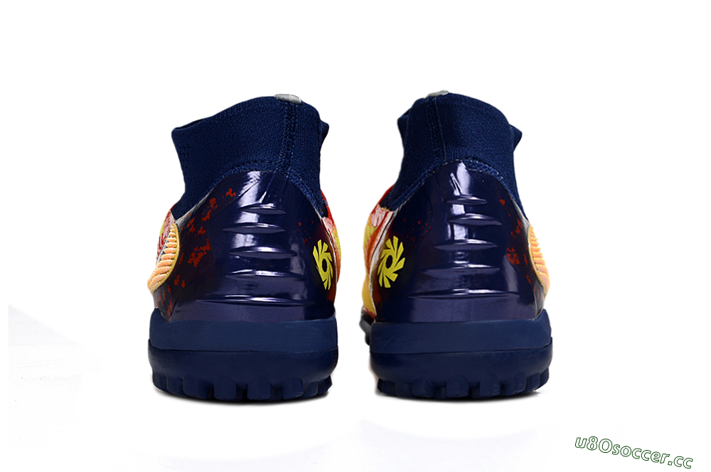 Unisex Nike Phantom 6 Elite High TF Artificial Turf High-Tops Football Shoes - Orange/Fiery Orange/Deep Blue 5