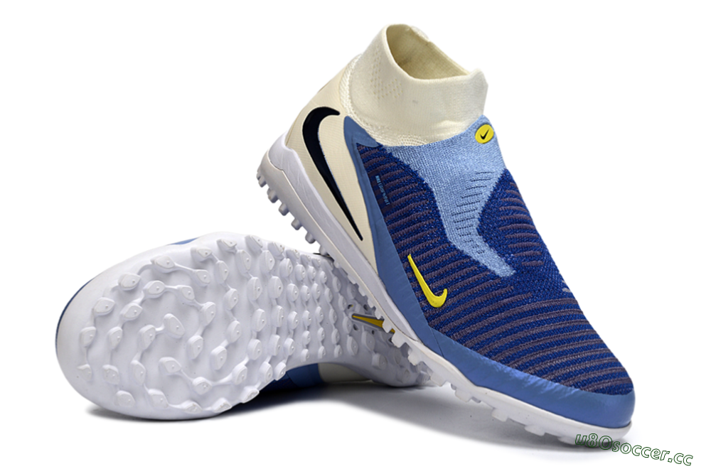 Unisex Nike Phantom 6 Elite High TF Artificial Turf High-Tops Football Shoes - Blue/Light Blue/Navy Blue 3
