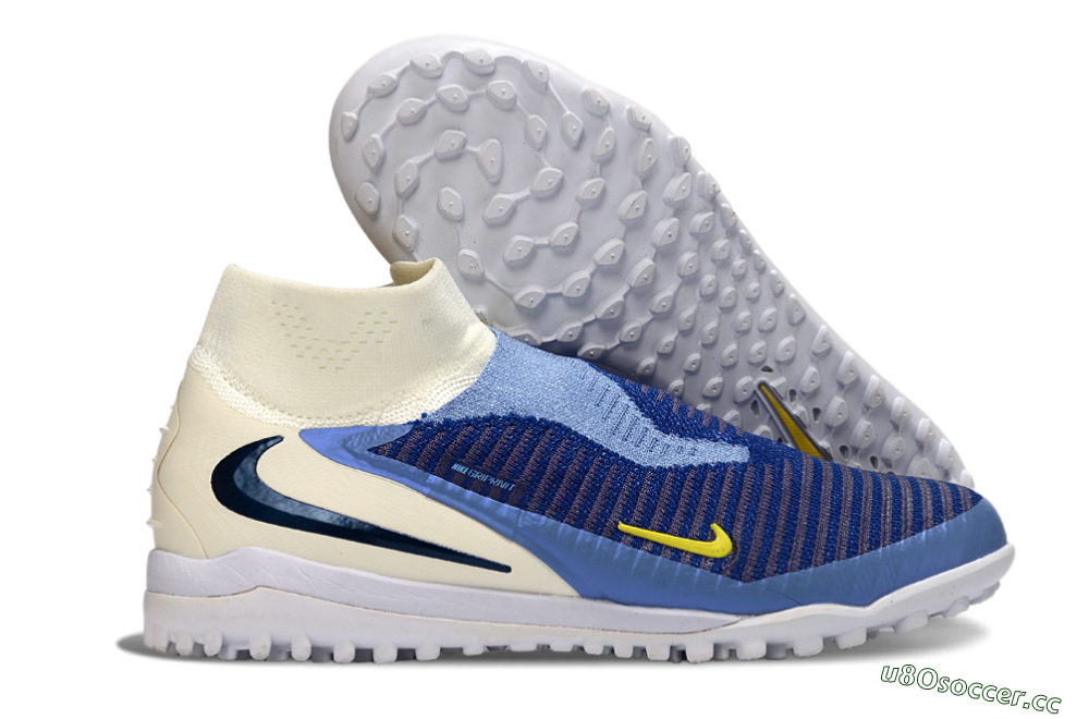Unisex Nike Phantom 6 Elite High TF Artificial Turf High-Tops Football Shoes - Blue/Light Blue/Navy Blue 2