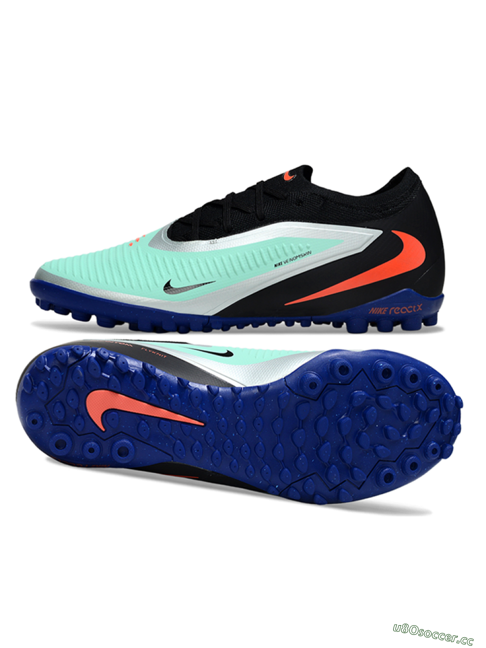 Unisex Nike Phantom 6 Low Elite TF Artificial Turf Low-Tops Football Shoes - Aqua/Coral Blue/Slate Black 1