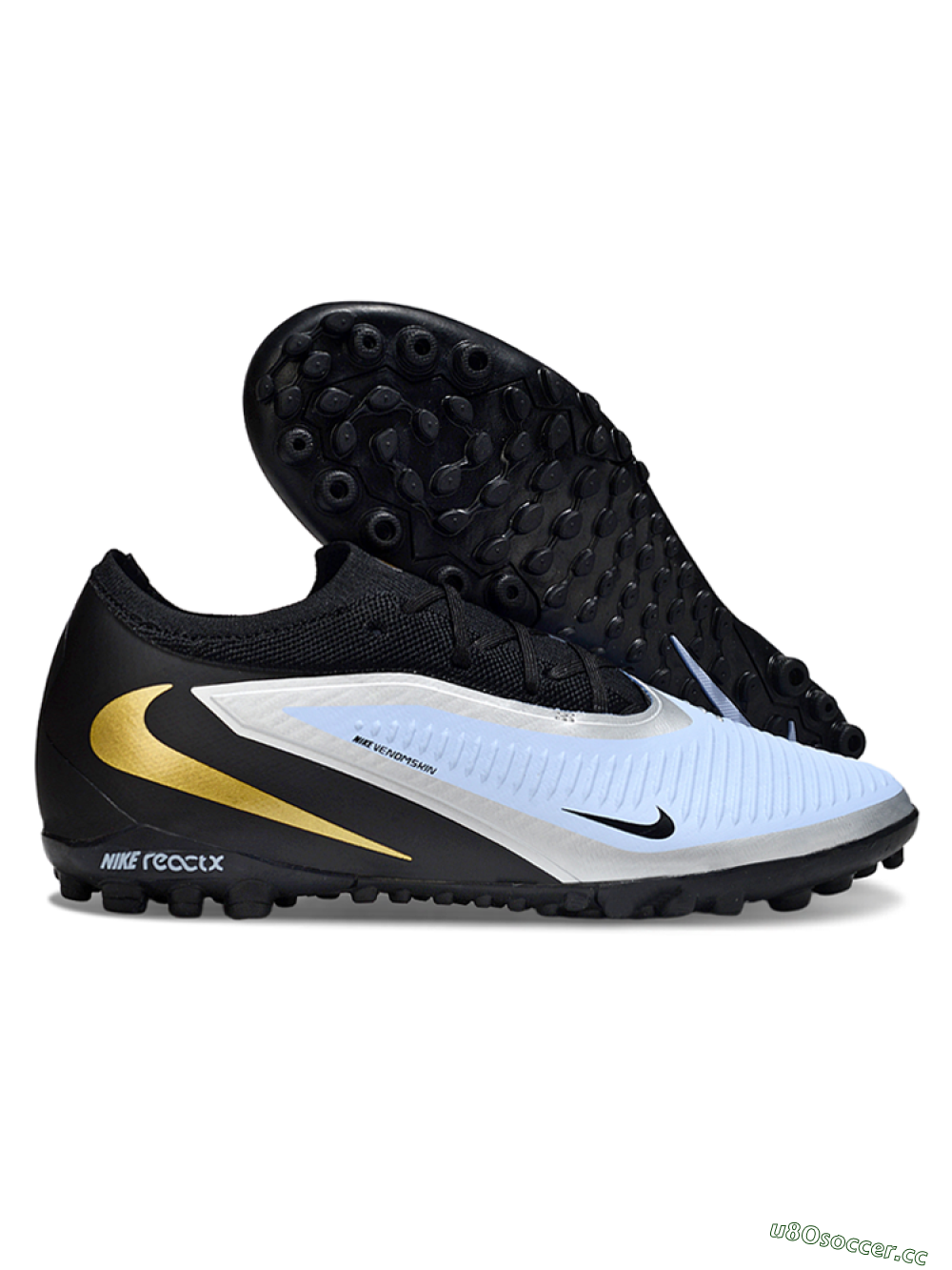 Unisex Nike Phantom 6 Low Elite TF Artificial Turf Low-Tops Football Shoes - Blue/Midnight Black/Metallic Gold 2