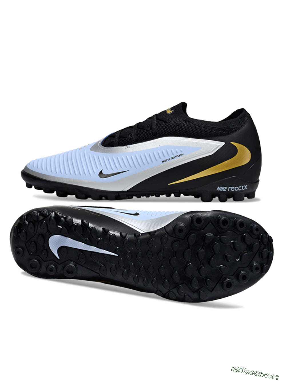 Unisex Nike Phantom 6 Low Elite TF Artificial Turf Low-Tops Football Shoes - Blue/Midnight Black/Metallic Gold 1