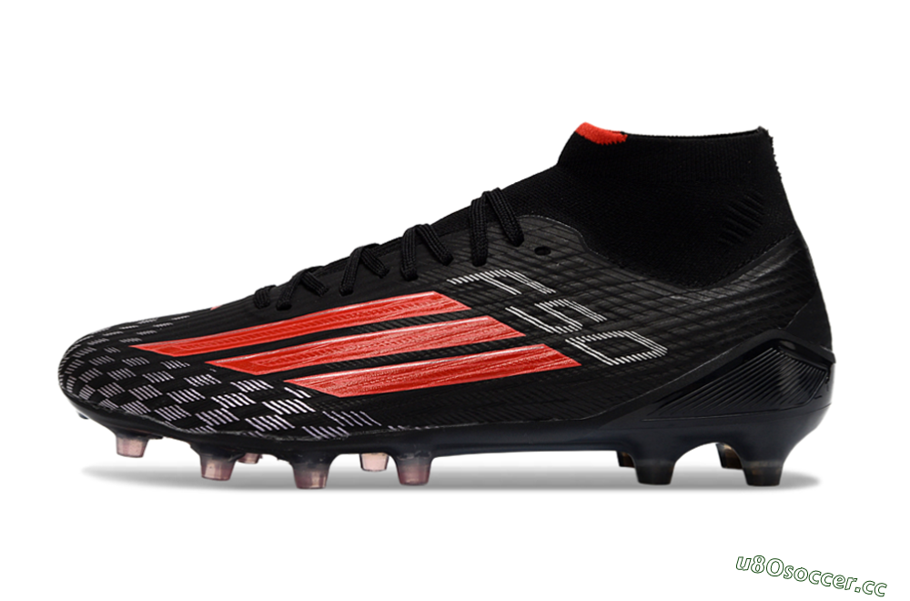 Men's Adidas F50 Pro Mid FG Firm Ground High-Tops Football Boots - Black/Scarlet Red/Graphite Black 0