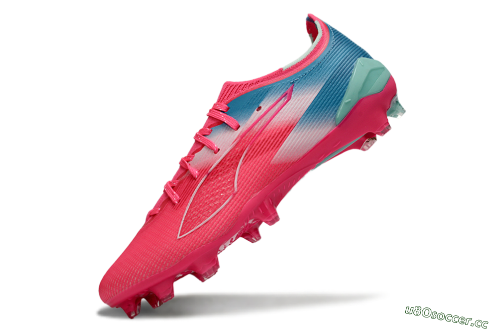 Men's Puma Ultra Ultimate FG Firm Ground Low-Tops Football Boots - Pink/Aqua Splash/Coral Burst 5