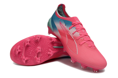 Men's Puma Ultra Ultimate FG Firm Ground Low-Tops Football Boots - Pink/Aqua Splash/Coral Burst