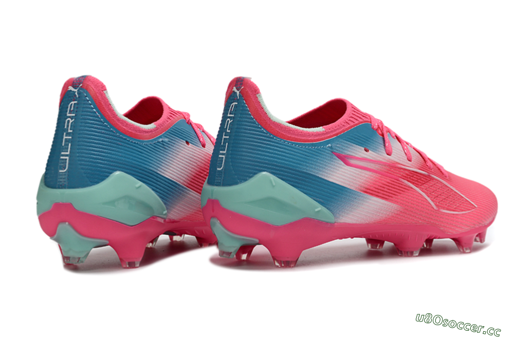 Men's Puma Ultra Ultimate FG Firm Ground Low-Tops Football Boots - Pink/Aqua Splash/Coral Burst 6