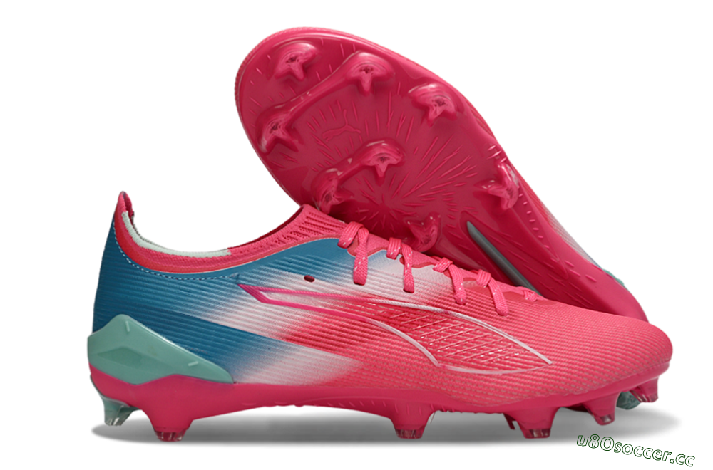 Men's Puma Ultra Ultimate FG Firm Ground Low-Tops Football Boots - Pink/Aqua Splash/Coral Burst 2
