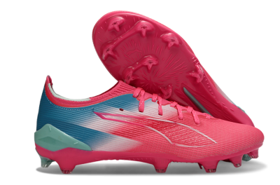 Men's Puma Ultra Ultimate FG Firm Ground Low-Tops Football Boots - Pink/Aqua Splash/Coral Burst