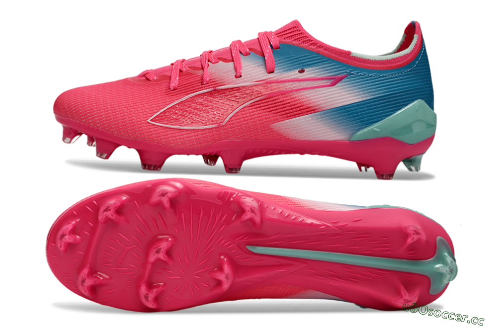 Men's Puma Ultra Ultimate FG Firm Ground Low-Tops Football Boots - Pink/Aqua Splash/Coral Burst 1