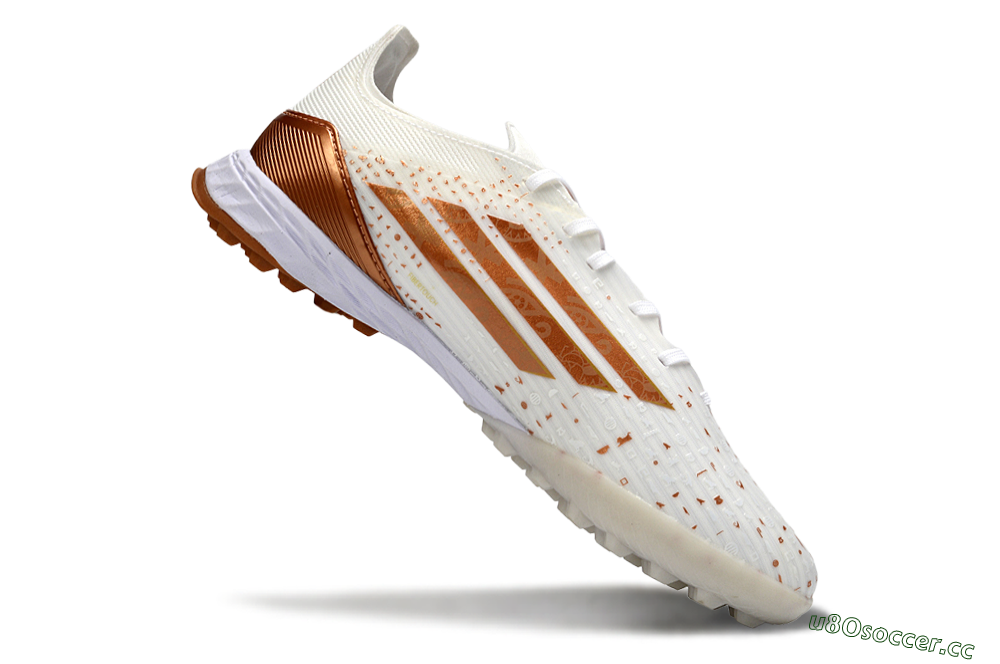 Men's Adidas F50 Pro TF Artificial Turf Low-Tops Football Shoes - White/Copper Gold/White 4