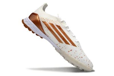 Men's Adidas F50 Pro TF Artificial Turf Low-Tops Football Shoes - White/Copper Gold/White