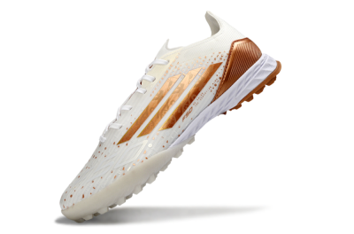 Men's Adidas F50 Pro TF Artificial Turf Low-Tops Football Shoes - White/Copper Gold/White