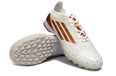 Men's Adidas F50 Pro TF Artificial Turf Low-Tops Football Shoes - White/Copper Gold/White