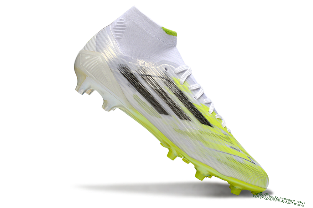 Men's Adidas F50 Pro Mid FG Firm Ground High-Tops Football Boots - Yellow/Vibrant Lime/Sleek White 4