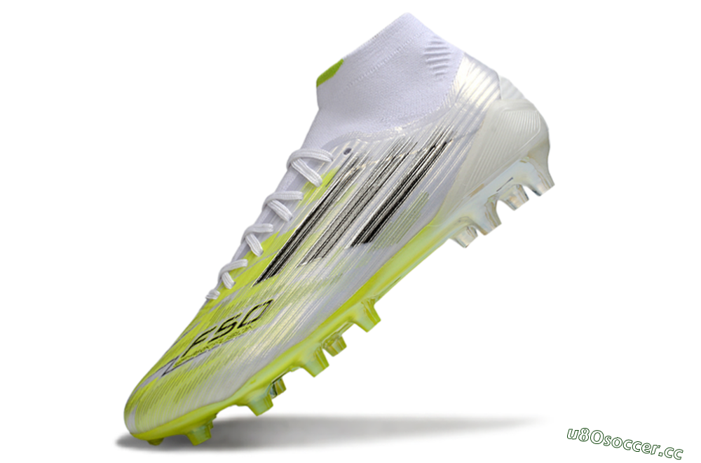 Men's Adidas F50 Pro Mid FG Firm Ground High-Tops Football Boots - Yellow/Vibrant Lime/Sleek White 5