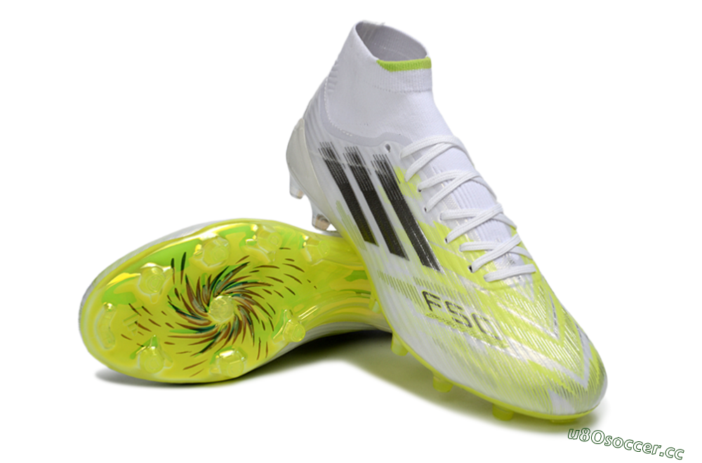 Men's Adidas F50 Pro Mid FG Firm Ground High-Tops Football Boots - Yellow/Vibrant Lime/Sleek White 3