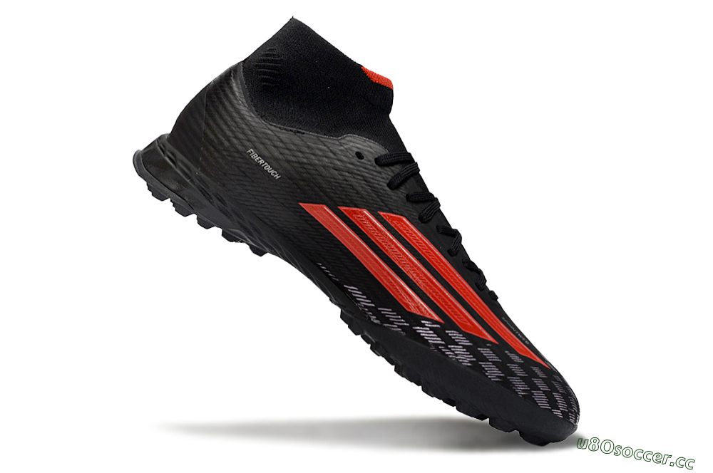 Men's Adidas F50 Pro Mid TF Artificial Turf High-Tops Football Shoes - Black/Fiery Red/Graphite Black 4