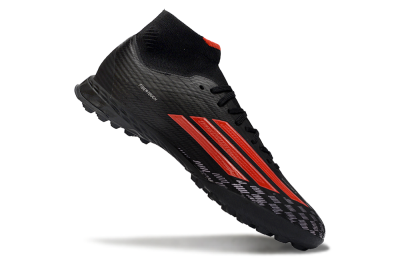 Men's Adidas F50 Pro Mid TF Artificial Turf High-Tops Football Shoes - Black/Fiery Red/Graphite Black