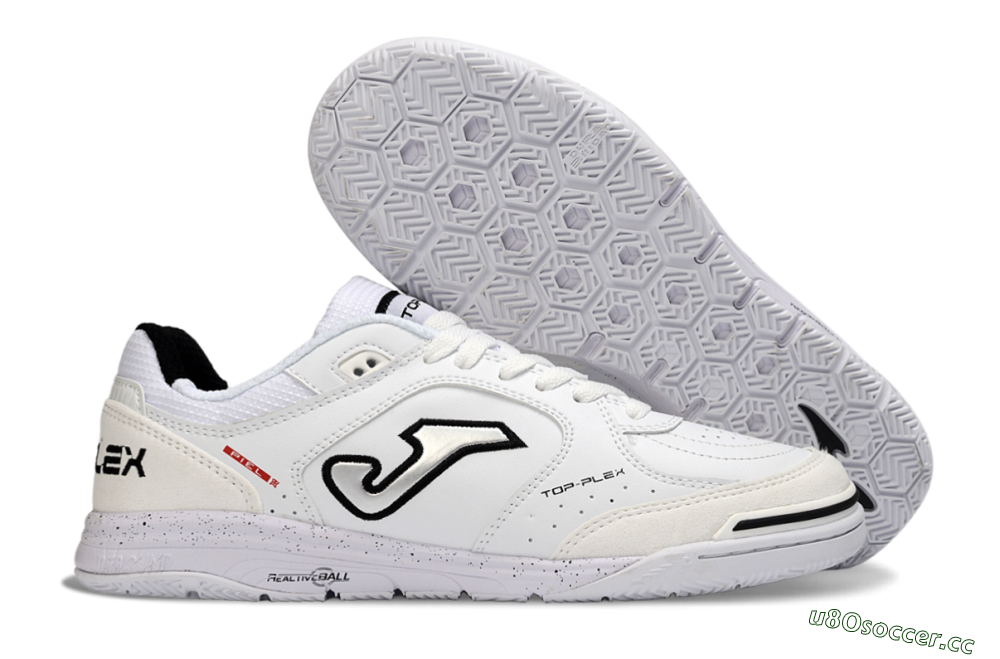 Men's Joma Top Flex IC Indoor & Futsal Low-Tops Football Shoes - White/Black/Gray 2