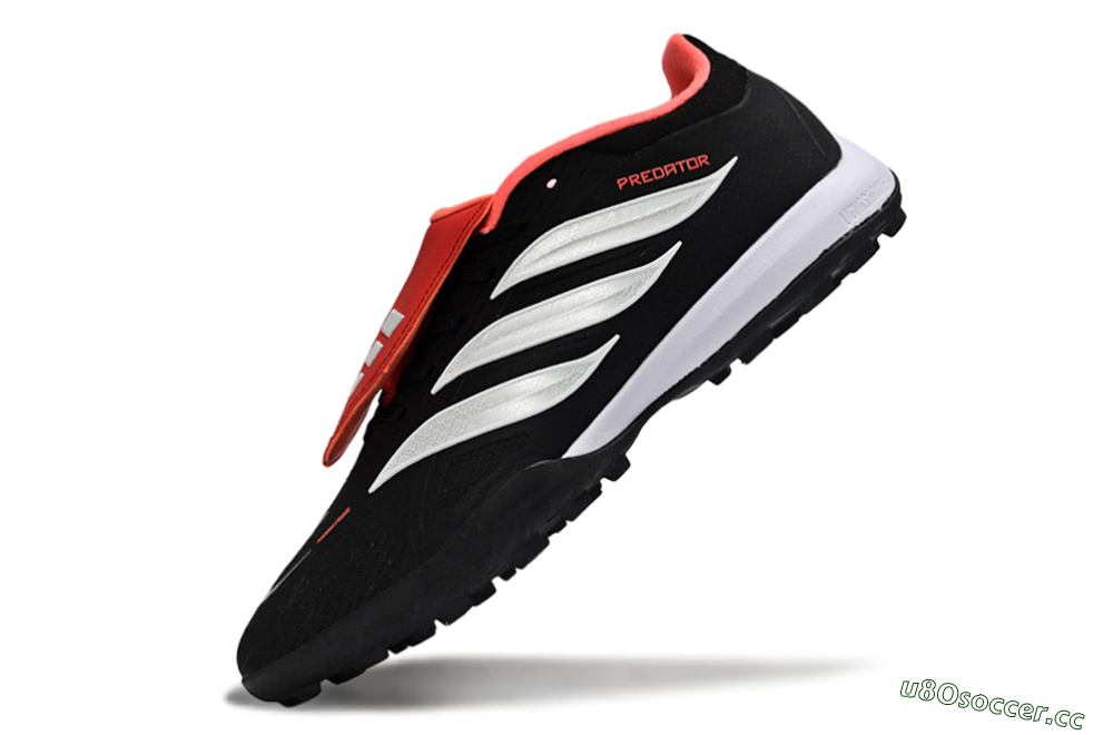 Men's Adidas Predator 25 Elite Fold-Over Tongue TF Artificial Turf Low-Tops Football Shoes - Black/Fiery Red/White 5