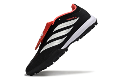 Men's Adidas Predator 25 Elite Fold-Over Tongue TF Artificial Turf Low-Tops Football Shoes - Black/Fiery Red/White